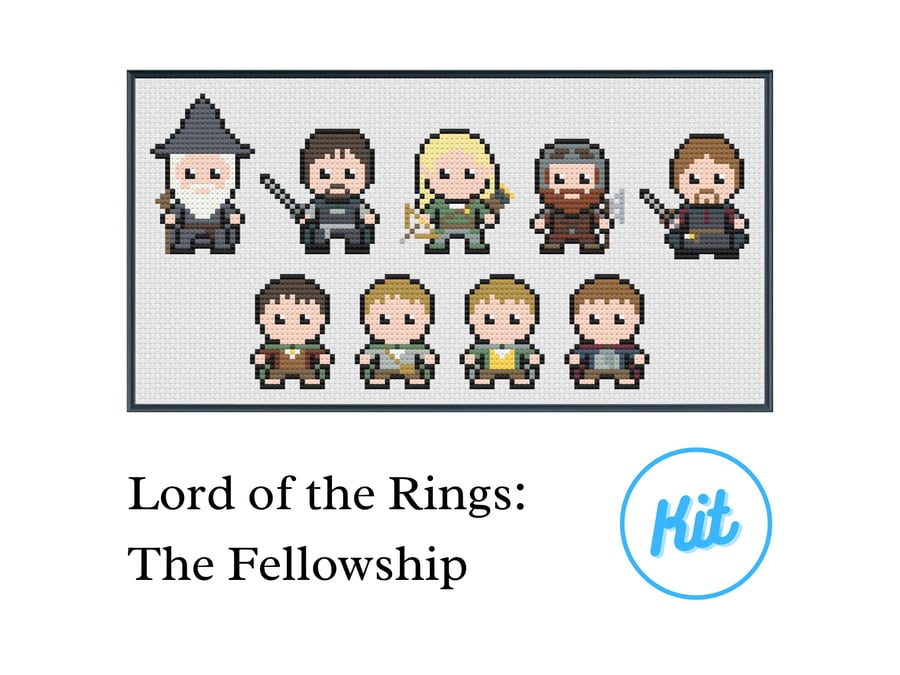 Easy Cross Stitch Kit: Lord of the Rings - The Fellowship - For Beginners