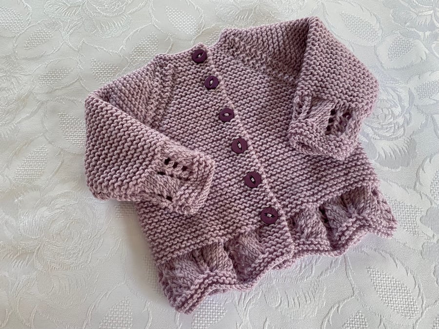 Hand knitted Baby Girl's  Cardigan  to fit 0 - 3 month approx 