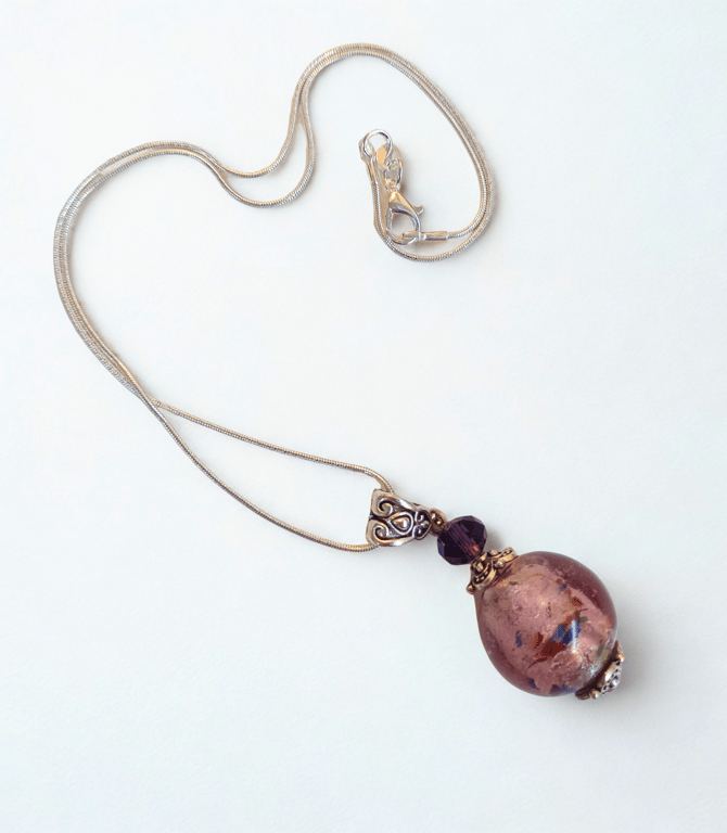 Shimmering Mauve Orb Necklace