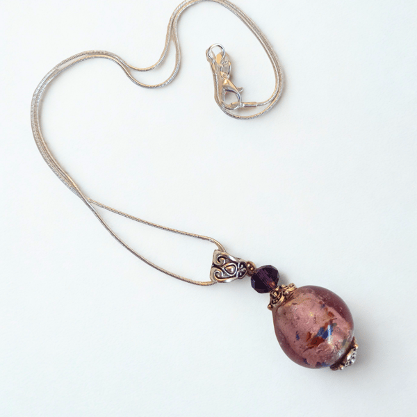 Shimmering Mauve Orb Necklace