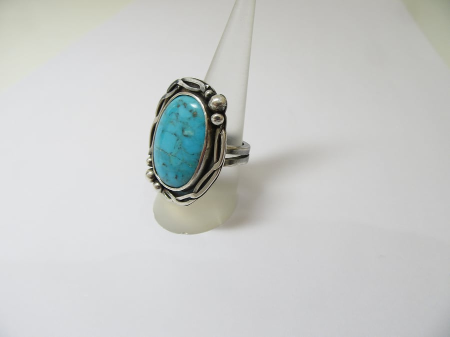 Turquoise statement ring - sterling silver cocktail ring - stone ring