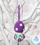 Crochet purple toadstool, mushroom fairy house decoration, bag charm  - Image 9