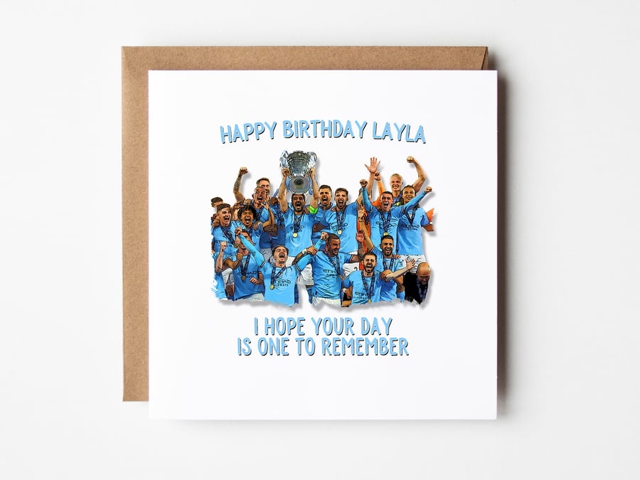 Man City Treble Winners Card, One To Remember, Man City Birthday Card