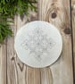 Snowflake stick and stitch embroidery design. DIY Christmas tree bauble pattern. - Image 1