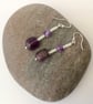Amethyst and Sterling Silver Drop Earrings,  February Birthstone. - Image 2