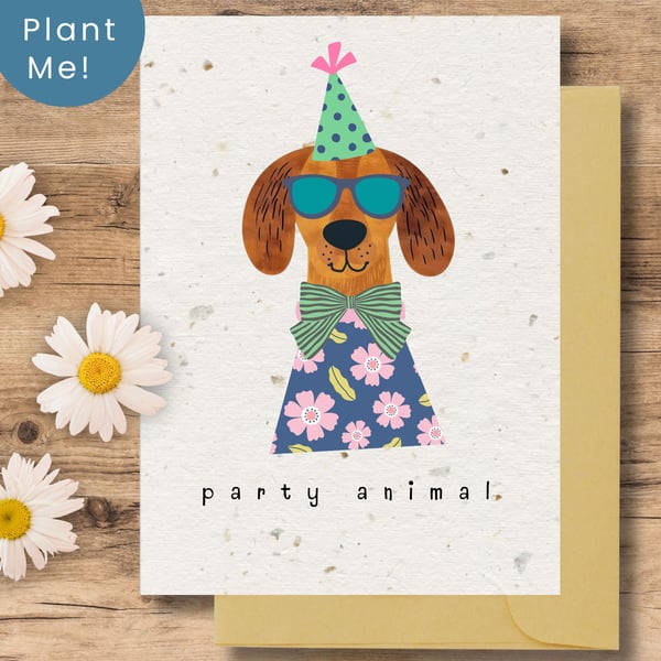 Plantable Dog Birthday Card, Eco Friendly Seed Paper Card, Handmade in the UK