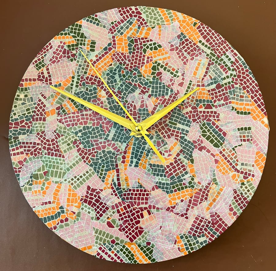 Decoupage Clock - mosaic style pattern