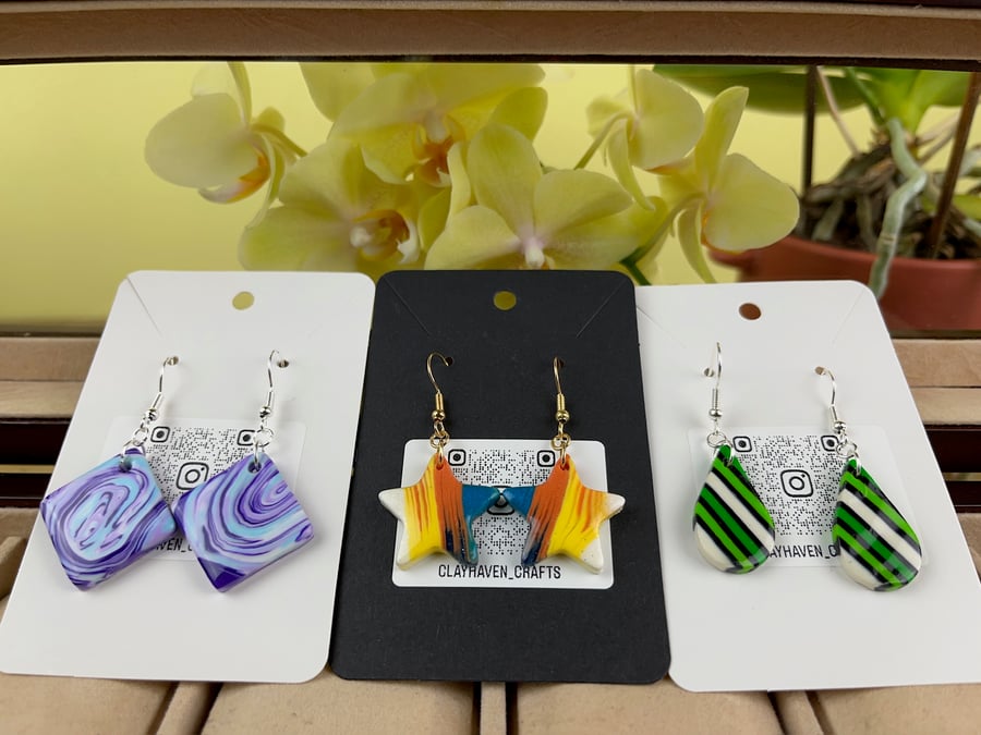 Handmade polymer clay earrings