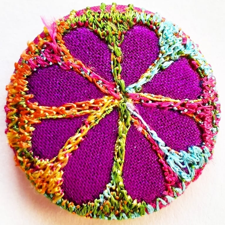 Buttons 1 inch button Hand Dyed Silks and Cottons Free Machine Embroidery Button