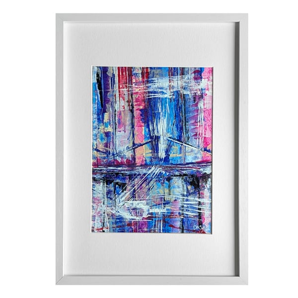 'Distant Bridge' Original A4 Framed Painting