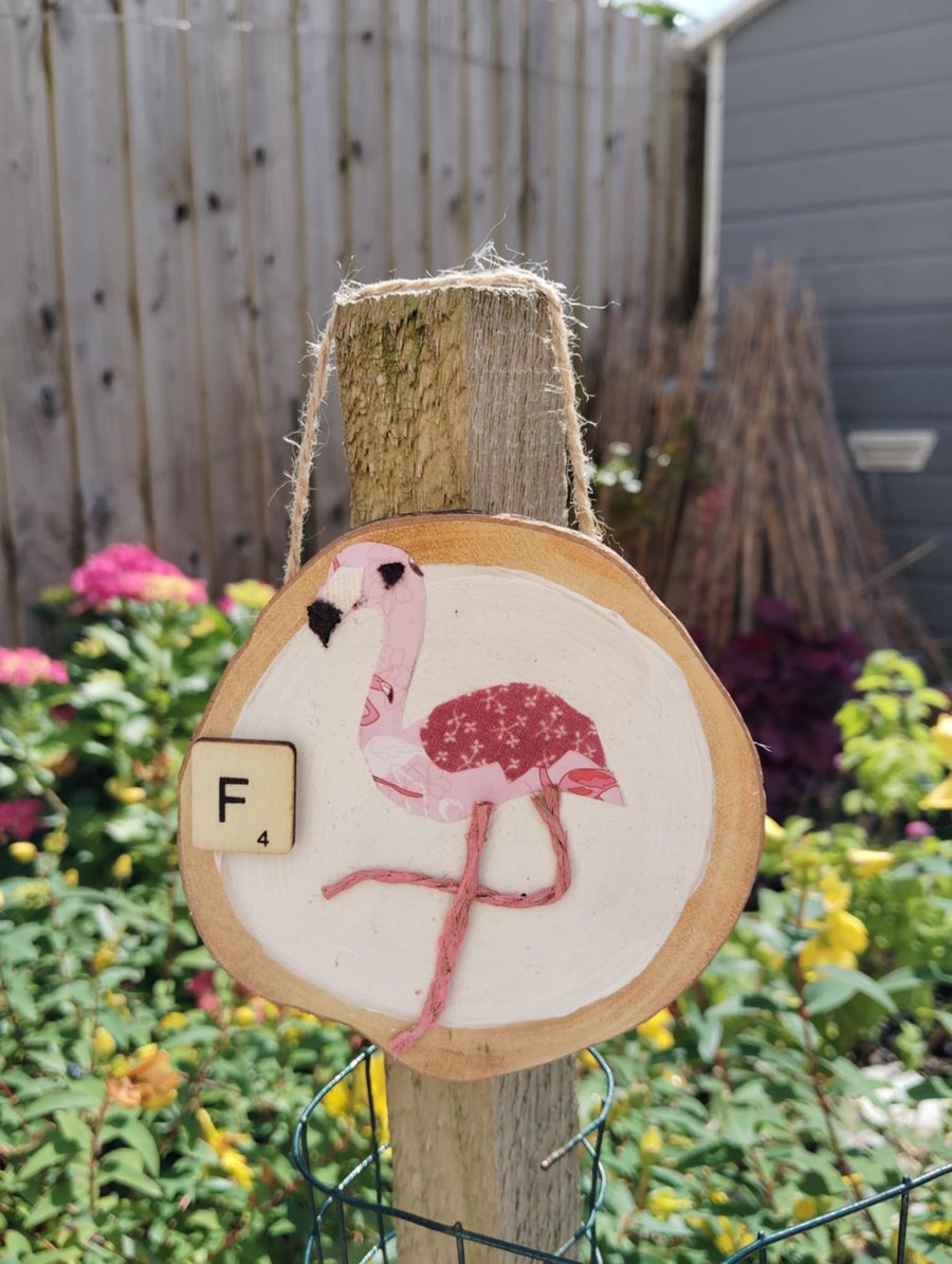 Wooden alphabet art -decorative wall plaque with first letter scrabble tile 