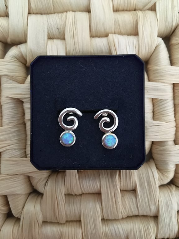 Beautiful Faux Opal Studs with a Swirl