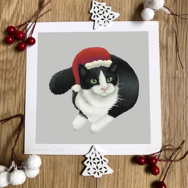Christmas Cat Art Print 