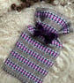 Mini Hot Waterbottle - Grey & Damson mix Handwoven in Wales