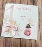 1st Personalised Girls Pink Floral Cute Birthday Card Handmade First Birthday - Image 5