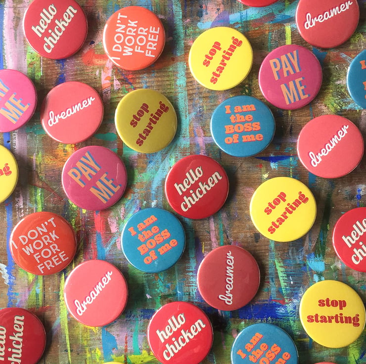 Fun quirky word badges by Jo Brown choose 1 fro... - Folksy