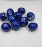 10 Small Cobalt Blue Glazed Clay Beads - Image 3