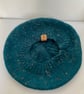 Women's Classic Hand Knit Beret, Teal Tweed Wool Hat, Knitted Hats for Her - Image 6
