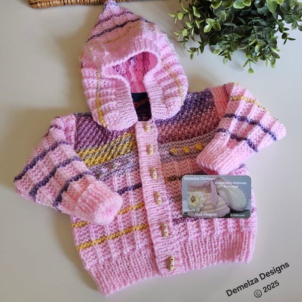 Baby Hand Knitted  Girls Hooded Jacket 3-9 months size