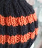 Small Tea Cosy for 2 Cup Tea Pot, Black & Orange, Hand Knitted, Wool Mix Yarn - Image 5