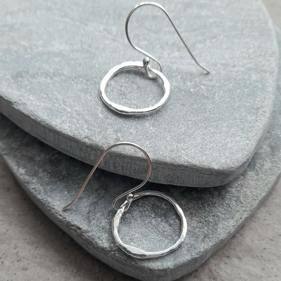   Argentium Silver hoop Earrings Not Quite Round