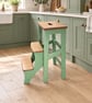 Sage Green Wooden Folding Step Stool- Handmade Kitchen Steps - Image 1