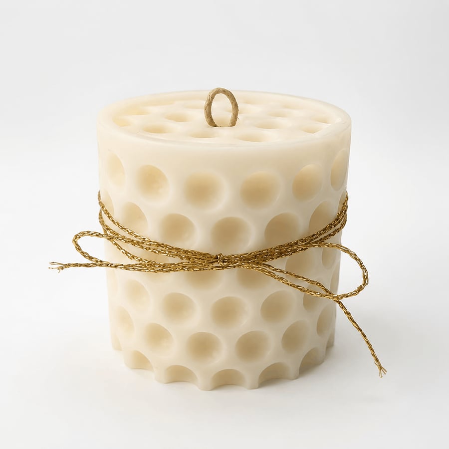 Image of Dimple Sculptural Candle - Geometric Scented Pillar Candle