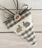 EASTER BUNNY HEART - charcoal and stone gingham