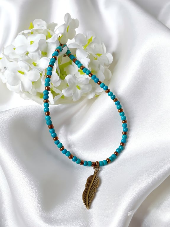 Turquoise & Bronze Anklet