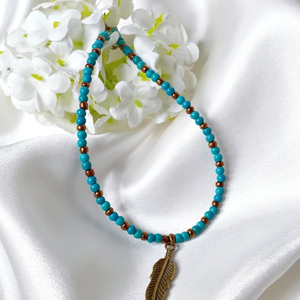 Turquoise & Bronze Anklet