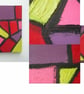 Small Geometric Abstract Bright Oil Painting. Pink, Red, Yellow Purple and Black - Image 4