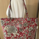 Indira Elephant zippered tote bag, Handmade in the UK