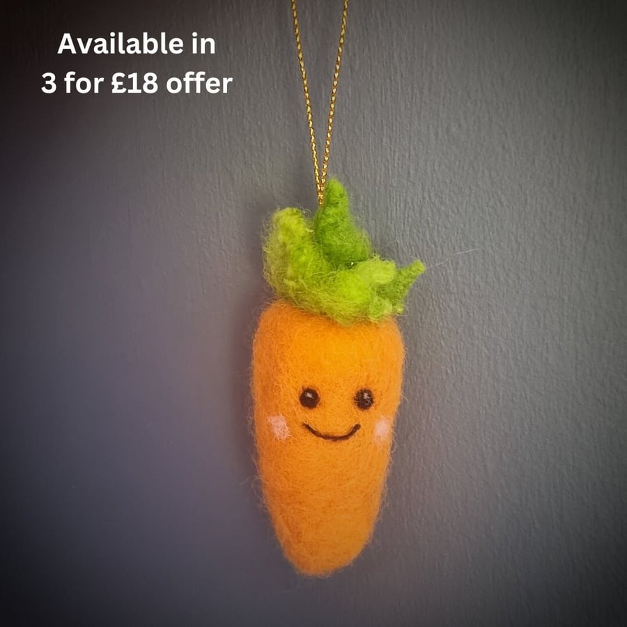 Felted Carrot Christmas Ornament: Handmade Quirky Tree Bauble