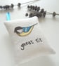 freehand embroidered lavender bag sachet hanging decoration GREAT TIT - Image 1