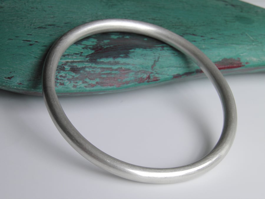 Heavy Sterling Silver Bangle Unpolished