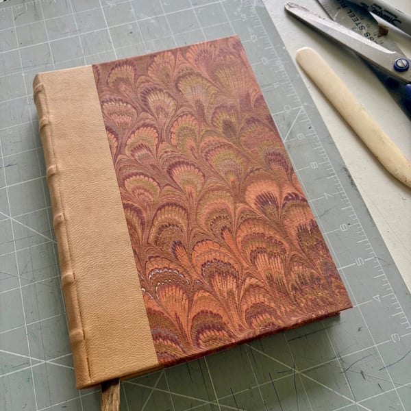 HANDMADE QUARTER BOUND MARBLED JOURNAL