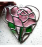 Pink Rose Heart Suncatcher Stained Glass 040 - Image 2