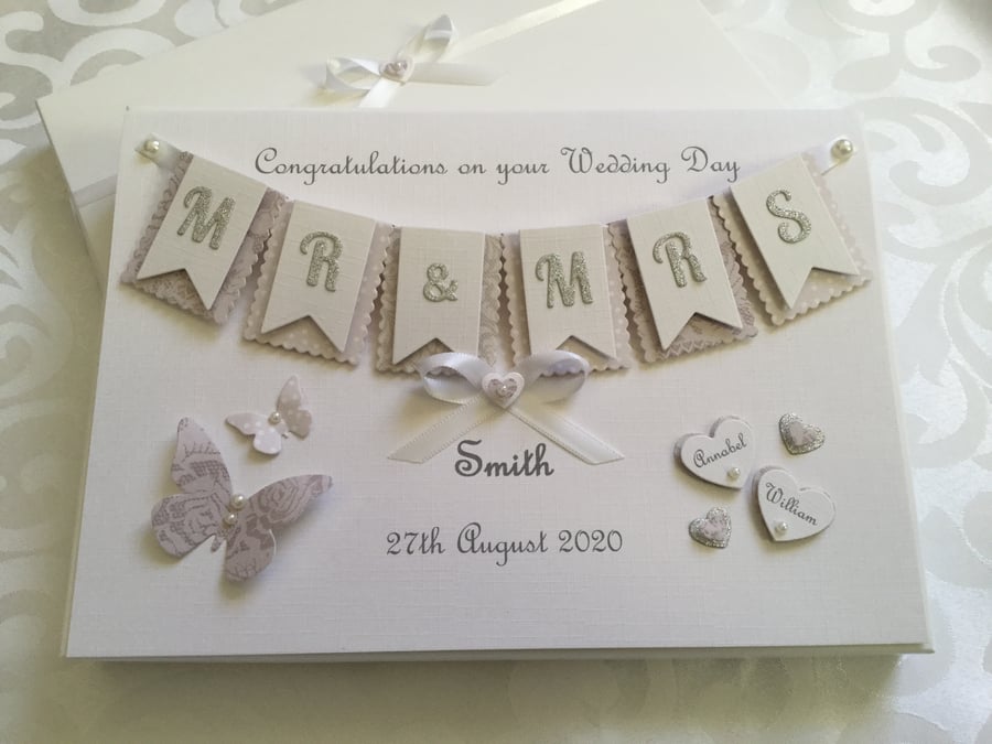 Personalised Gift Boxed Wedding Day Card Son Daughter Keepsake Any Names