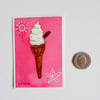 Original ACEO miniature watercolour painting Ice Cream Cone with Flake
