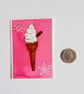 Original ACEO miniature watercolour painting Ice Cream Cone with Flake - Image 1