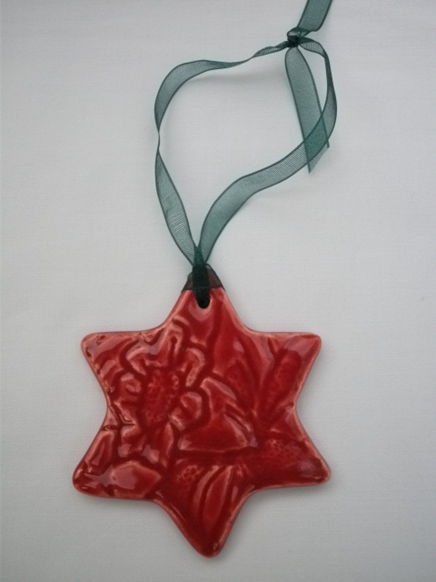 Ceramic Red Star Christmas Decorations