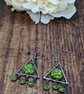 Green Glitter Resin and Cubic Zirconia Drop Earrings. - Image 3