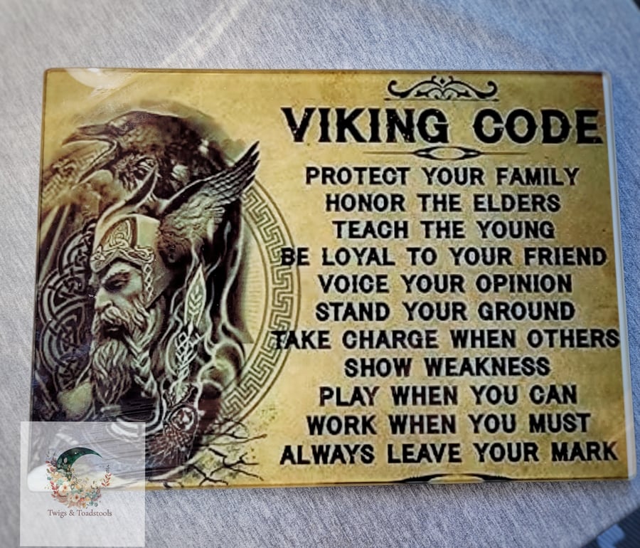 Viking code glass chopping board norse gods 