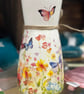 Colourful butterflies Glass vase , Decoupage vase , Home Decor , Birthday  