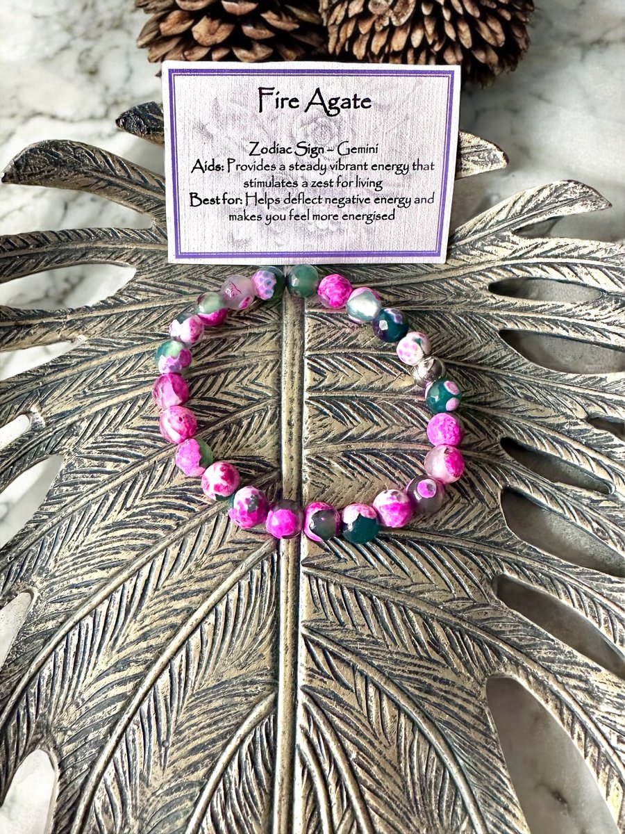 Fuchsia Fire Agate - Elasticated Bracelet 