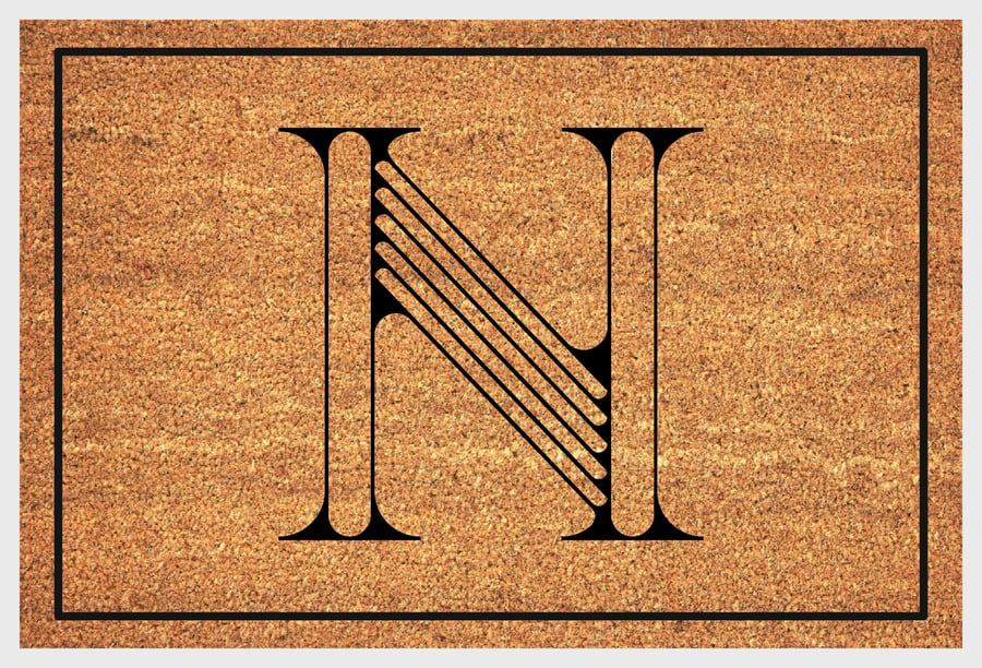 N Letter Door Mat - Monogram Letter N Welcome Mat - 3 Sizes
