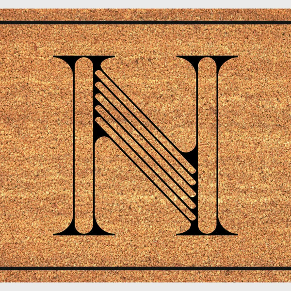 N Letter Door Mat - Monogram Letter N Welcome Mat - 3 Sizes