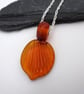 amber leaf lampwork glass pendant - Image 1
