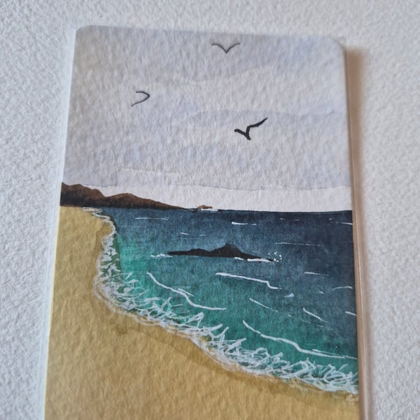 ACEO original watercolour painting collectable art card beach