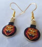 Whimsical Tiger with Gold Plated Earrings. 